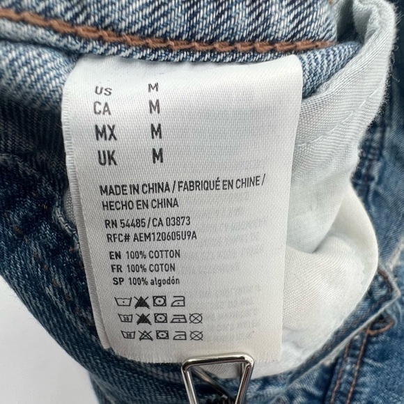 American Eagle Outfitters Distressed Patchwork Denim Jean Jacket Size M Women’s - Picture 4 of 5